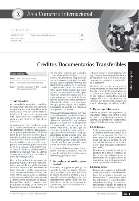 IX CrÃ©ditos documentarios transferibles - Revista Actualidad ...