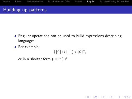 NFA, DFA, and regular expressions - 204213 Theory of Computation