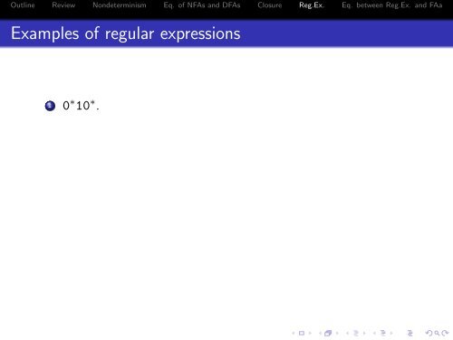 NFA, DFA, and regular expressions - 204213 Theory of Computation