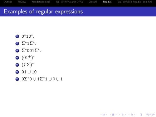 NFA, DFA, and regular expressions - 204213 Theory of Computation