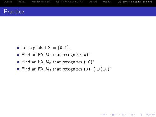 NFA, DFA, and regular expressions - 204213 Theory of Computation