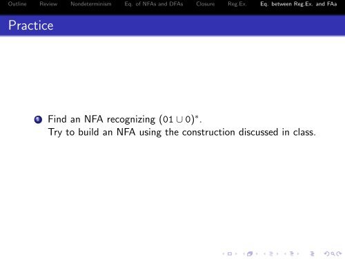 NFA, DFA, and regular expressions - 204213 Theory of Computation