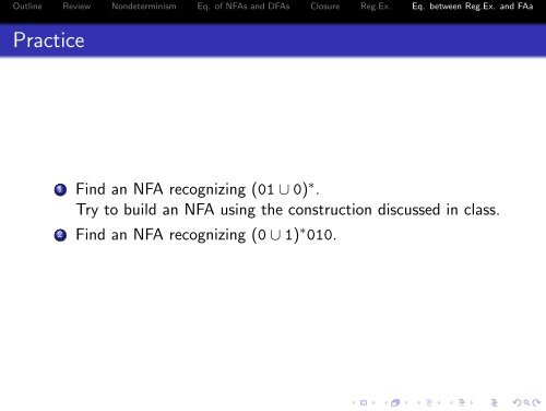 NFA, DFA, and regular expressions - 204213 Theory of Computation