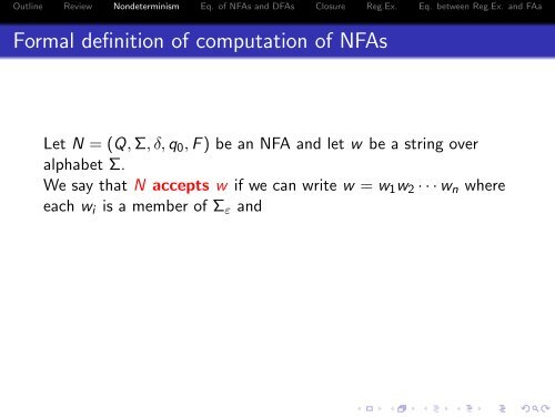 NFA, DFA, and regular expressions - 204213 Theory of Computation