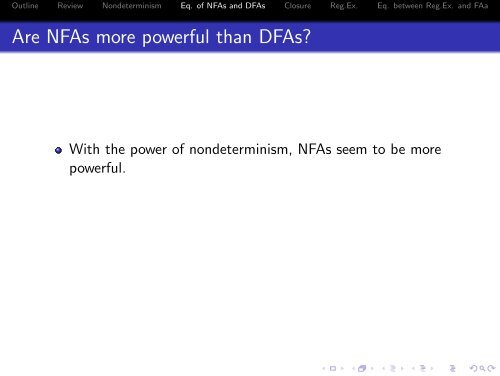 NFA, DFA, and regular expressions - 204213 Theory of Computation