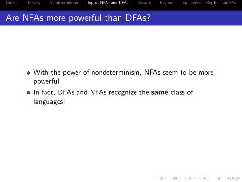 NFA, DFA, and regular expressions - 204213 Theory of Computation