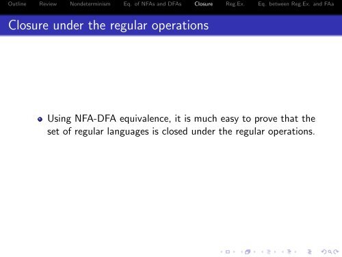 NFA, DFA, and regular expressions - 204213 Theory of Computation