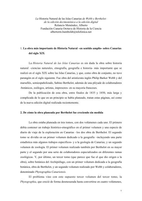 1 La Historia Natural de las Islas Canarias de Webb y Berthelot: de ...