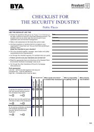 CHECKLIST FOR THE SECURITY INDUSTRY - Prevent