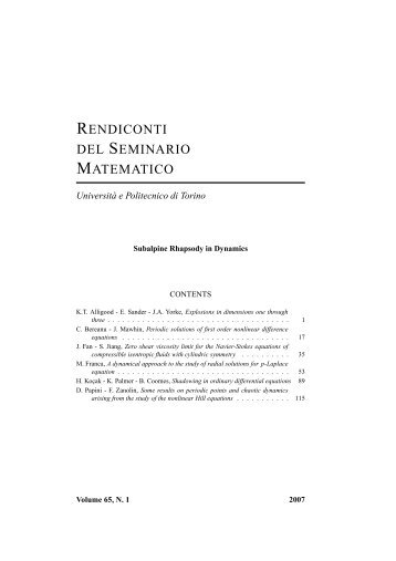 RENDICONTI DEL SEMINARIO MATEMATICO