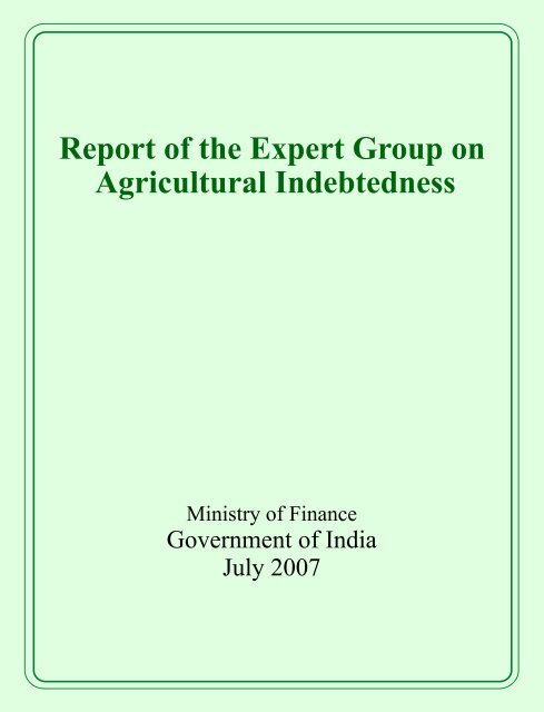 Report of the Expert Group on Agricultural Indebtedness