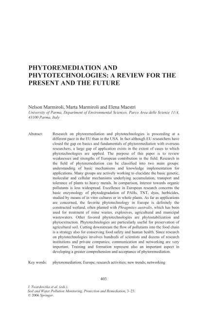 PHYTOREMEDIATION AND PHYTOTECHNOLOGIES: A REVIEW ...