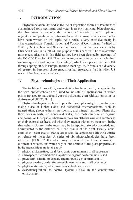 PHYTOREMEDIATION AND PHYTOTECHNOLOGIES: A REVIEW ...