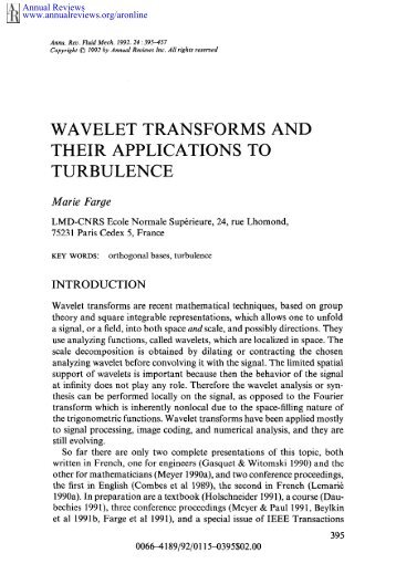 wavelet transforms and their applications to turbulence - Wavelets ...