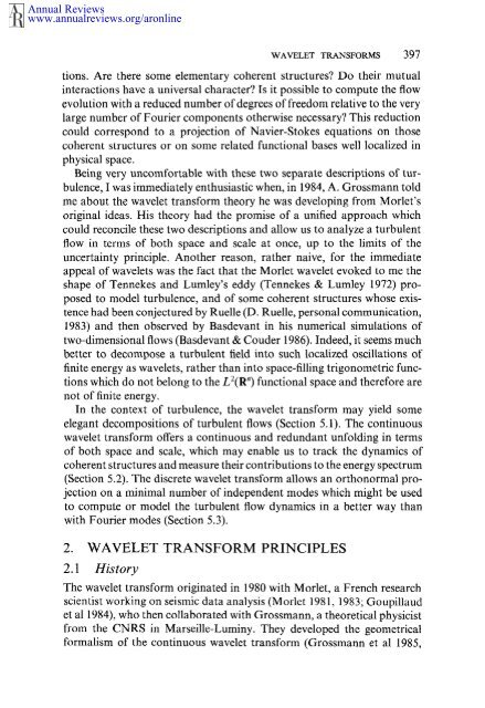 wavelet transforms and their applications to turbulence - Wavelets ...