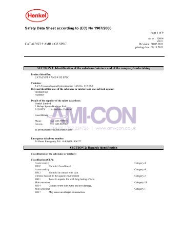 Safety Data Sheet according to (EC) No 1907/2006 - AMI-CON
