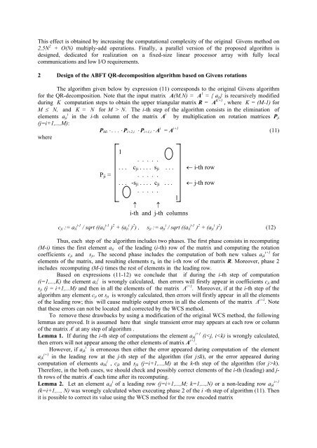 fault tolerant matrix decompozition algorithm based ... - kik - Koszalin