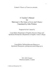 A Teacher's Manual for Marivaux's The Game of ... - Centaur Theatre