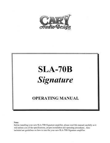 SLA 70B Signature - v2 - Cary Audio Design