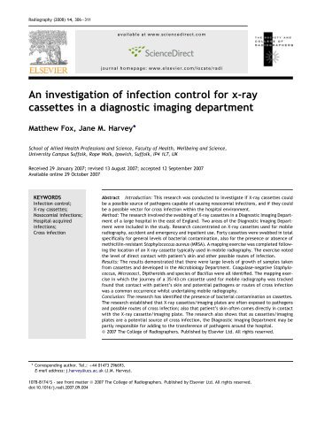 An investigation of infection control for x-ray cassettes in a ...