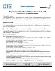 EXCEL 2003 INTERMEDIATE COURSE OUTLINE