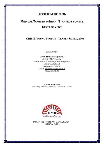 DISSERTATION ON MEDICAL TOURISM IN INDIA - Arengufond