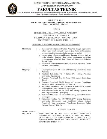 SK Penelitian Pengembangan Teknologi 2011 - Fakultas Teknik ...