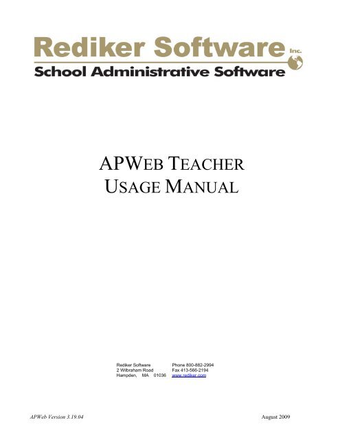 Using APWeb Teacher - Rediker Software, Inc.