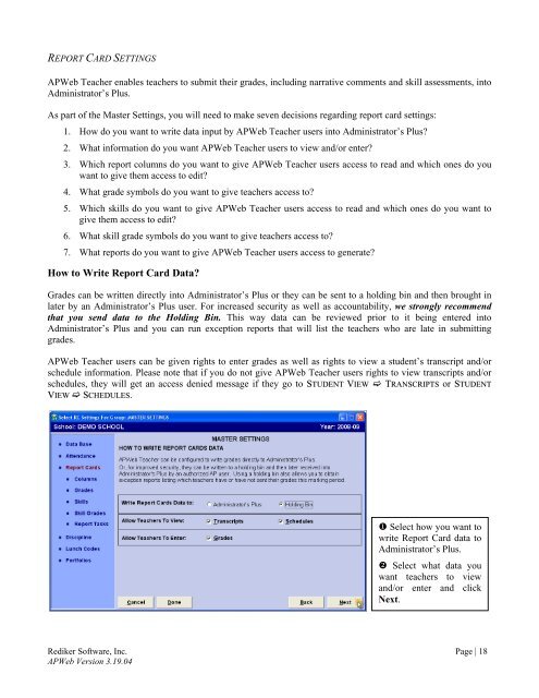 Using APWeb Teacher - Rediker Software, Inc.