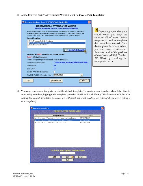 Using APWeb Teacher - Rediker Software, Inc.