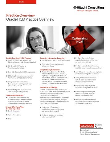 Practice Overview Oracle HCM Practice Overview - Hitachi Consulting