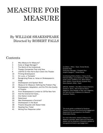 Measure for Measure Study Guide - Goodman Theatre Education