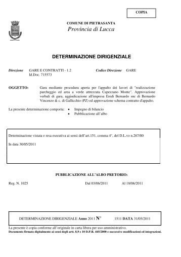 Determina - Comune di Pietrasanta