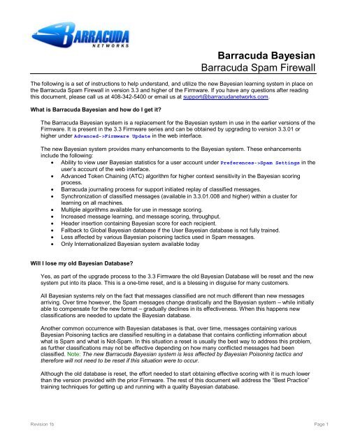 Barracuda Bayesian Barracuda Spam Firewall