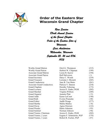 1973 Rose - Order of the Eastern Star - Wisconsin Grand Chapter