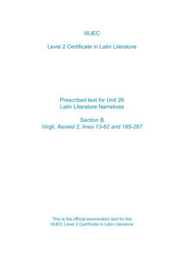 WJEC Level 2 Certificate in Latin Literature Prescribed text for Unit ...