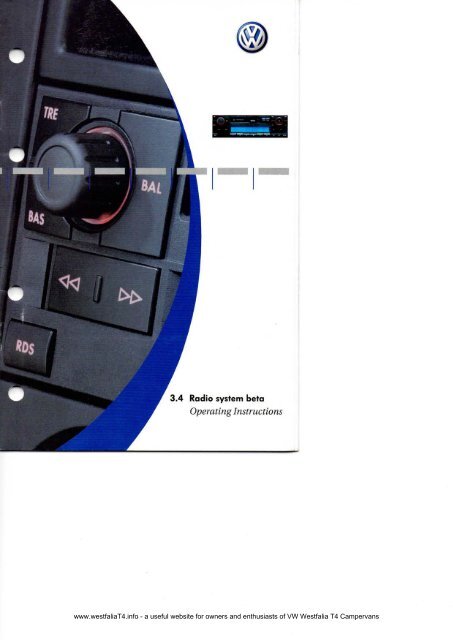 Download 1998 VW T4 Transporter Blaupunkt Radio Beta Owners ...