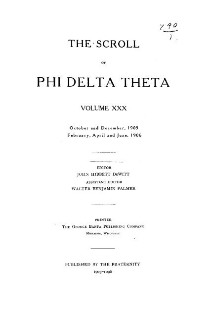 1905-06 Volume 30 No 1–5 - Phi Delta Theta Scroll Archive