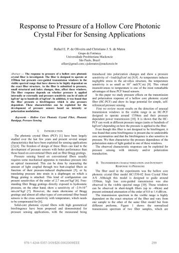 Response to Pressure of a Hollow Core Photonic Crystal Fiber for ...