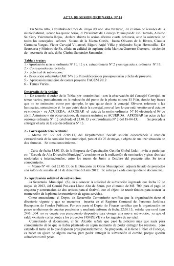 Acta S Ordinaria 14 2013.pdf - Municipalidad de RÃ­o Hurtado