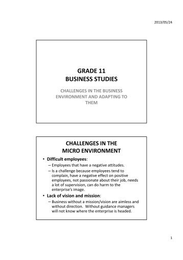 GRADE 11 BUSINESS STUDIES - Brebner High School