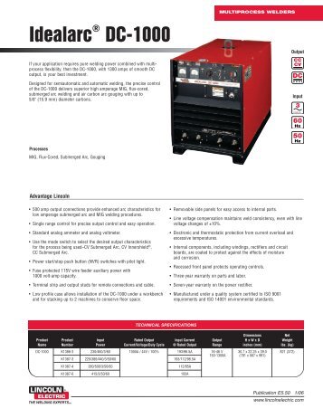 Multi-Process Welders: Idealarc DC-1000 - Lincoln Electric