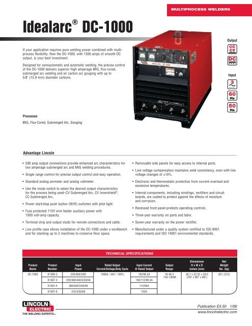 Multi-Process Welders: Idealarc DC-1000 - Lincoln Electric