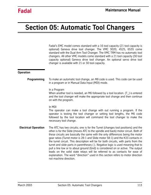 Section 05: Automatic Tool Changers - FadalCNC.com