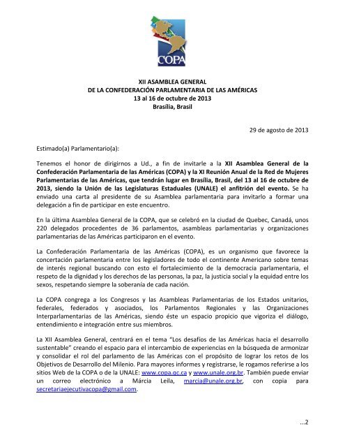 Carta de invitación oficial - COPA