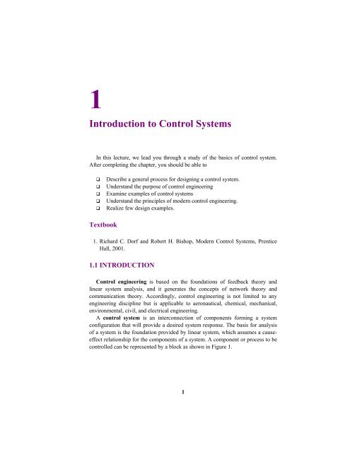1 Introduction to Control Systems