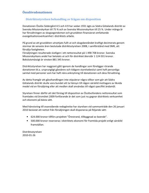 Ã¥rsmÃ¶teshandlingar 2010 - Svenska Missionskyrkan SMU i SÃ¶dra ...