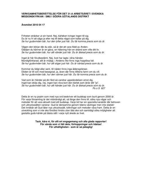 Ã¥rsmÃ¶teshandlingar 2010 - Svenska Missionskyrkan SMU i SÃ¶dra ...