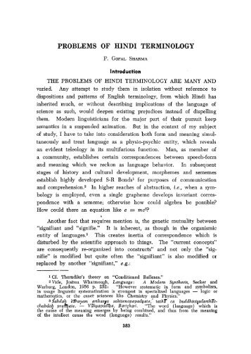 PROBLEMS OF HINDI TERMINOLOGY - Asian Studies Journal