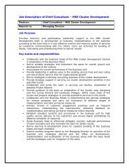 Job Description of Chief Consultant - MSE Cluster Development